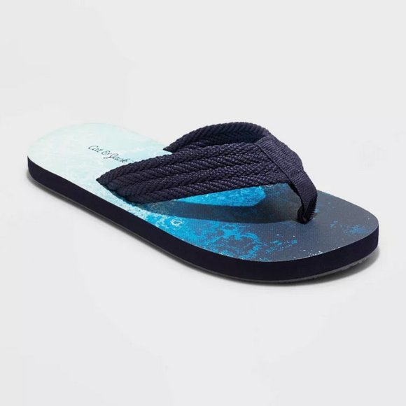 Boys' Cal Slip-On Flip Flop Sandals Blue Waves - Cat & Jack™ - Picture 1 of 4